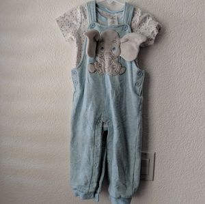 Disney Dumbo Plush Overall & Creeper Set 18-24mo